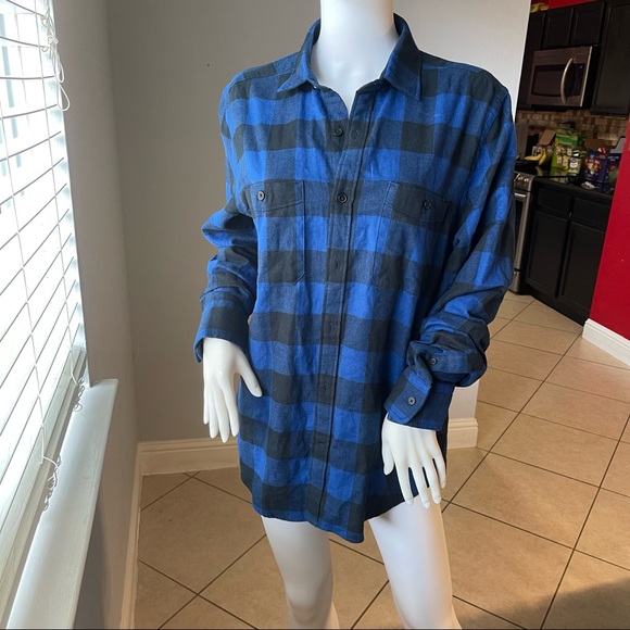Express Men Blue checkered Plaid Buttoned Long Sleeve Shirt Top size Medium - Picture 6 of 10
